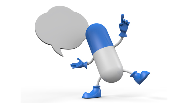 上を指差し説明する｜キャラクター｜薬/吹き出し｜胃/内蔵｜医療施設/大型病院 - 医療/病気/介護/病院/人物/写真/イラスト/無料ダウンロード