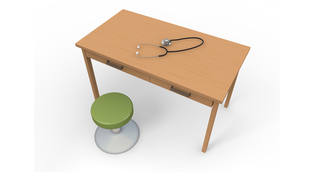 ドクターの机｜聴診器｜医院/町医者｜頭蓋骨/脳｜お年寄り/老人 - 医療/病気/介護/病院/人物/写真/イラスト/無料ダウンロード