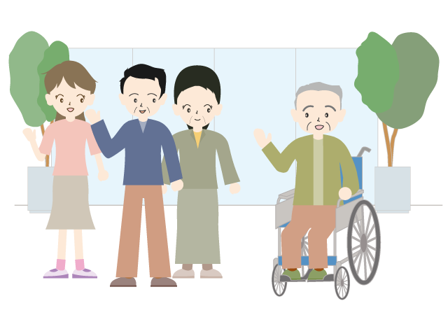 うれしそうなおじいさん｜介護施設｜家族訪問 - 医療/病院/人物/写真/クリップアート/フリー素材/介護/福祉