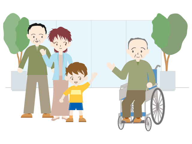 おじいちゃんに会いにいく｜老人ホーム｜笑顔 - 医療/病院/人物/写真/クリップアート/フリー素材/介護/福祉