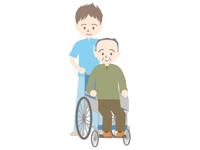 車イス｜おじいさん｜看護士 - 医療/病院/人物/写真/クリップアート/フリー素材/介護/福祉