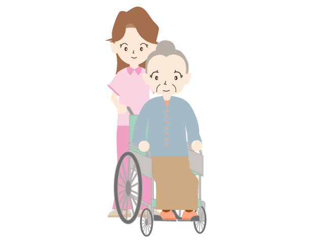 車椅子｜おばあさん｜看護士 - 医療/病院/人物/写真/クリップアート/フリー素材/介護/福祉