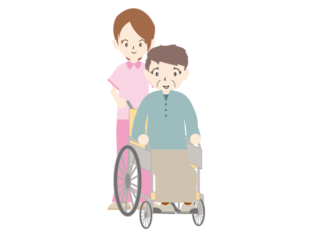 車椅子｜おばあさん｜看護士 - 医療/病院/人物/写真/クリップアート/フリー素材/介護/福祉