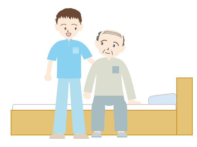おじいさんを介護する｜看護士｜ベッドに横たわる - 医療/病院/人物/写真/クリップアート/フリー素材/介護/福祉