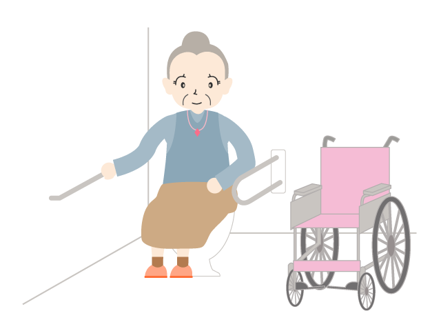 トイレ｜おばあさん｜車いす - 医療/病院/人物/写真/クリップアート/フリー素材/介護/福祉