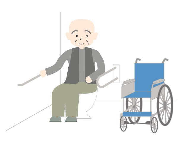 トイレ｜おじいさん｜車いす - 医療/病院/人物/写真/クリップアート/フリー素材/介護/福祉