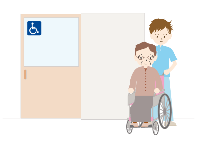 トイレに行くおばあさん｜介護福祉士｜車椅子 - 医療/病院/人物/写真/クリップアート/フリー素材/介護/福祉