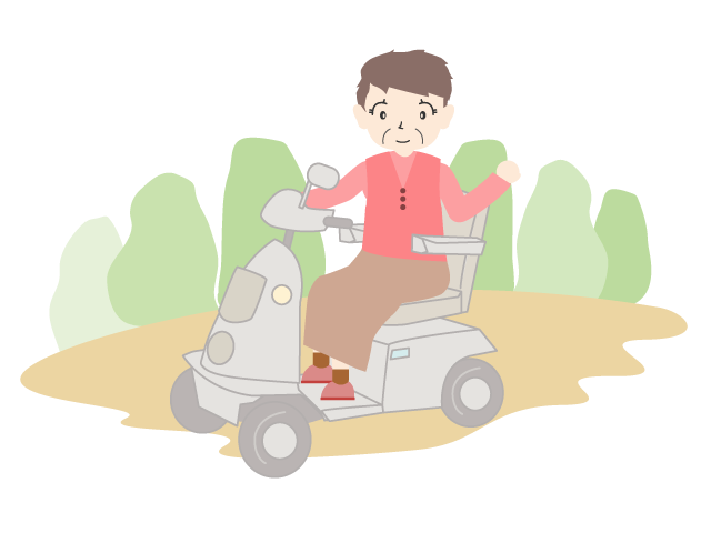 電動カート｜電動車椅子｜おばあさん｜移動 - 医療/病院/人物/写真/クリップアート/フリー素材/介護/福祉