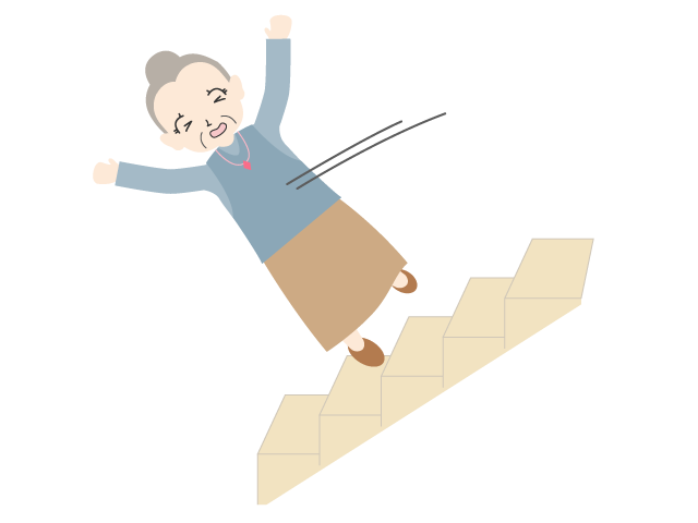 階段｜転倒｜おばあさん - 医療/病院/人物/写真/クリップアート/フリー素材/介護/福祉