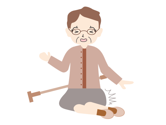 倒れる｜おばあさん｜杖｜尻餅 - 医療/病院/人物/写真/クリップアート/フリー素材/介護/福祉