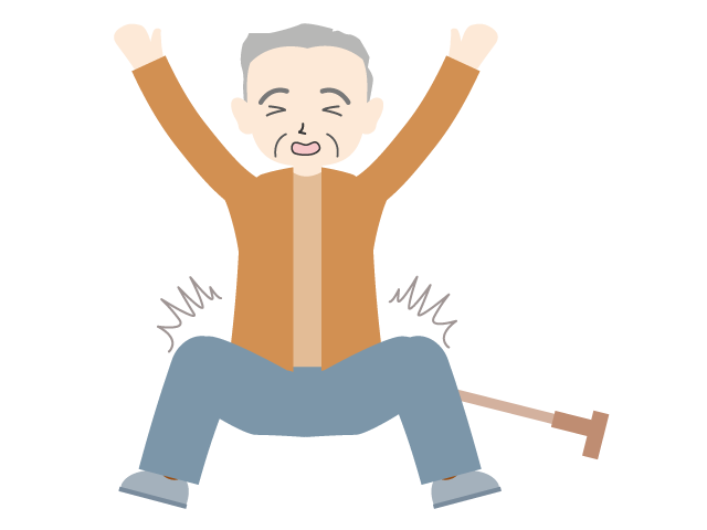 高齢者｜こける｜杖｜立ち上がれない - 医療/病院/人物/写真/クリップアート/フリー素材/介護/福祉