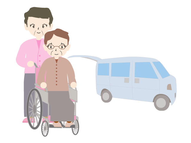 介護タクシー｜おばあさん｜車椅子 - 医療/病院/人物/写真/クリップアート/フリー素材/介護/福祉