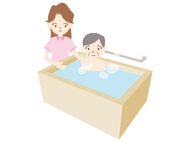 福祉施設でお風呂｜湯船｜高齢者 - 医療/病院/人物/写真/クリップアート/フリー素材/介護/福祉