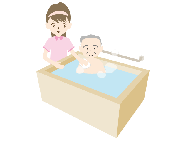 お年寄り/お風呂/福祉施設｜看護士 - 医療/病院/人物/写真/クリップアート/フリー素材/介護/福祉