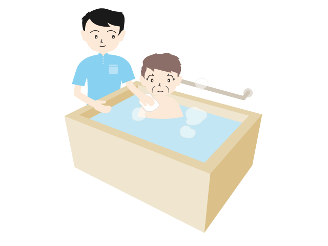 介護施設でお風呂に入る｜介護士さん - 医療/病院/人物/写真/クリップアート/フリー素材/介護/福祉