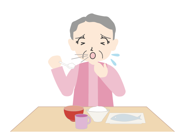 食事中の喉詰まり/お年寄り｜食べ物｜高齢者 - 医療/病院/人物/写真/クリップアート/フリー素材/介護/福祉