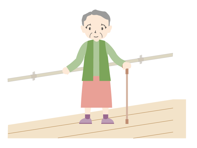 お年寄り/廊下の手すり｜取り付け - 医療/病院/人物/写真/クリップアート/フリー素材/介護/福祉