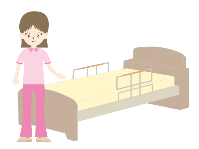 ベッドの用意｜就寝時間｜老人ホーム - 医療/病院/人物/写真/クリップアート/フリー素材/介護/福祉