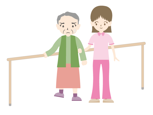 お年寄りのリハビリ｜手すり｜補助 - 医療/病院/人物/写真/クリップアート/フリー素材/介護/福祉