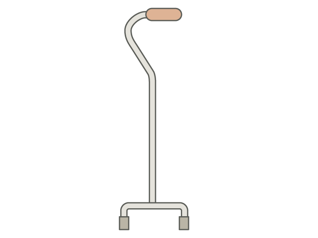 四点支持杖 - 医療/病院/人物/写真/クリップアート/フリー素材/介護/福祉