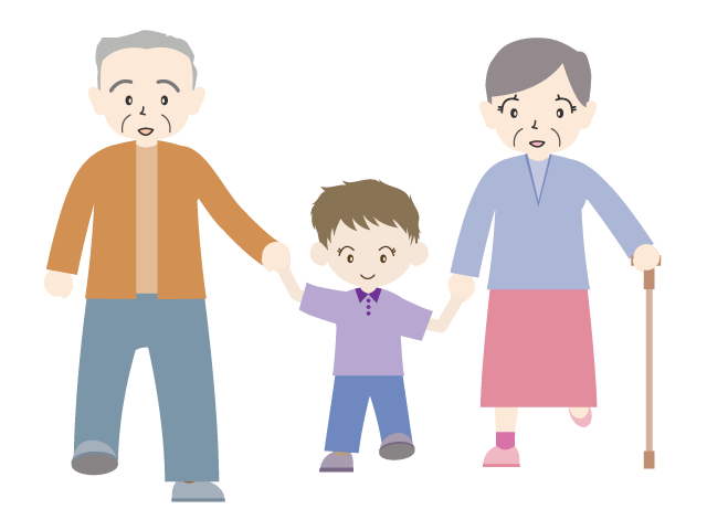 お年寄り/孫/散歩 - 医療/病院/人物/写真/クリップアート/フリー素材/介護/福祉