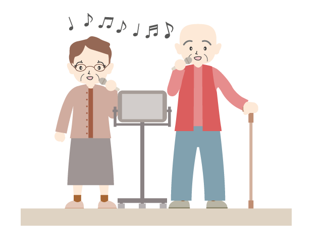 カラオケデュエット/福祉施設｜楽しい - 医療/病院/人物/写真/クリップアート/フリー素材/介護/福祉