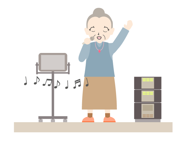 カラオケを歌うお年寄り｜大会｜楽しいひととき - 医療/病院/人物/写真/クリップアート/フリー素材/介護/福祉
