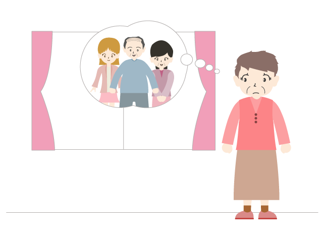 老人ホームで一人/寂しいお年寄り｜家族を待つ - 医療/病院/人物/写真/クリップアート/フリー素材/介護/福祉