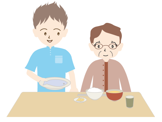食事中/楽しい一時/お年寄り｜看護士 - 医療/病院/人物/写真/クリップアート/フリー素材/介護/福祉