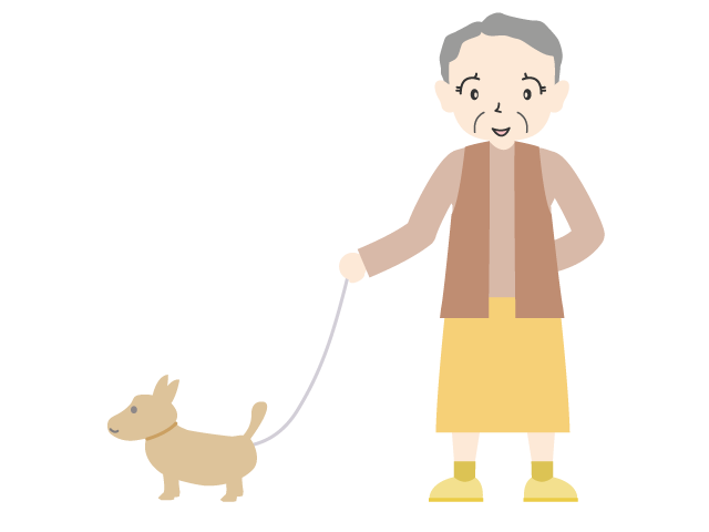 犬と散歩/お年寄り｜おばあさん - 医療/病院/人物/写真/クリップアート/フリー素材/介護/福祉