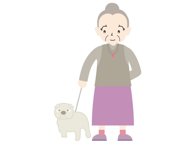散歩/お婆さん/犬｜日課 - 医療/病院/人物/写真/クリップアート/フリー素材/介護/福祉