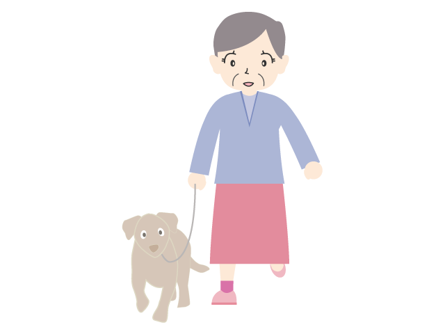 散歩中の老人/犬｜高齢者 - 医療/病院/人物/写真/クリップアート/フリー素材/介護/福祉