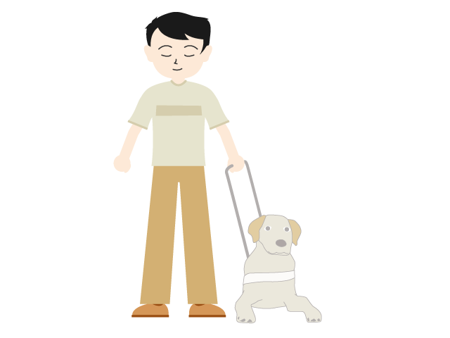 視覚障害者/盲導犬｜男性 - 医療/病院/人物/写真/クリップアート/フリー素材/介護/福祉