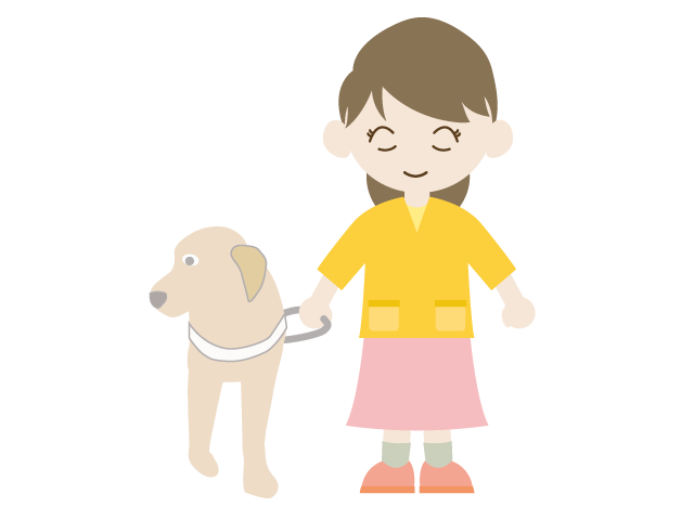 子供と盲導犬｜女の子 - 医療/病院/人物/写真/クリップアート/フリー素材/介護/福祉