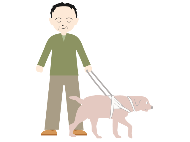 盲導犬と視覚障害者｜男性 - 医療/病院/人物/写真/クリップアート/フリー素材/介護/福祉