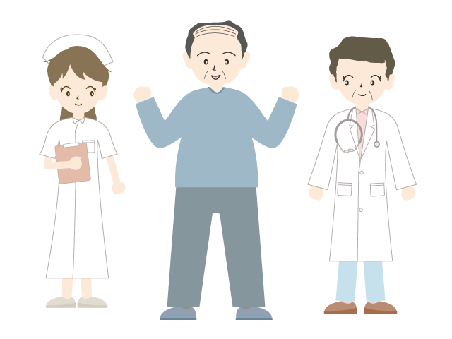 元気になる | 年配 | 男性 | 医者 | 看護婦 - 医療/病院/人物/写真/クリップアート/フリー素材/介護/福祉