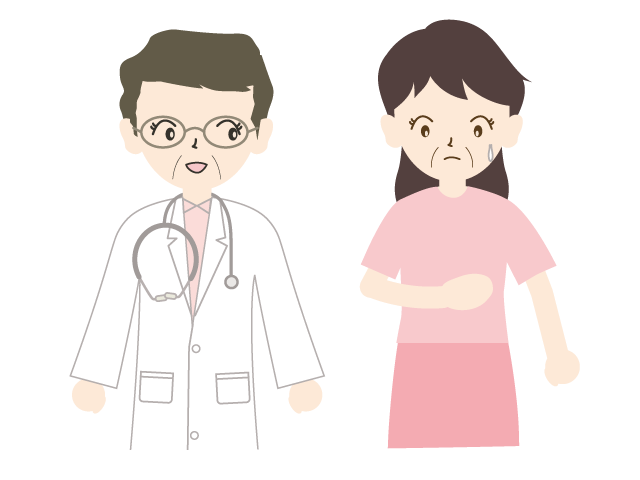 具合が悪い女性 | 医者 | 相談 | お腹 - 医療/病院/人物/写真/クリップアート/フリー素材/介護/福祉