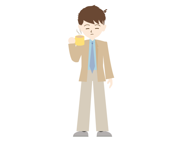 寝不足 | 男性 | ビジネスマン | コーヒー - 医療/病院/人物/写真/クリップアート/フリー素材/介護/福祉
