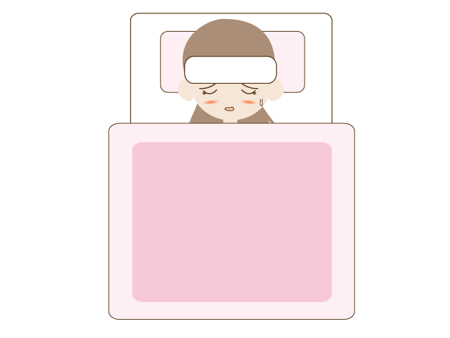 熱がでて布団で休む | 女の子 | 発熱 - 医療/病院/人物/写真/クリップアート/フリー素材/介護/福祉