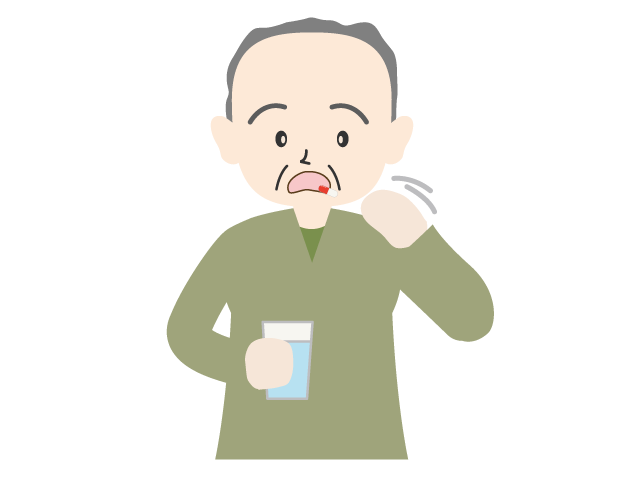 風邪 | 薬を飲む | 男性 - 医療/病院/人物/写真/クリップアート/フリー素材/介護/福祉