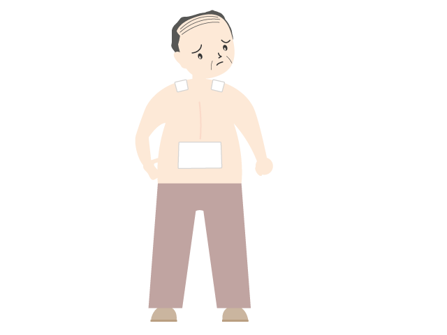 中年男性 | 腰痛 | 湿布を貼る - 医療/病院/人物/写真/クリップアート/フリー素材/介護/福祉