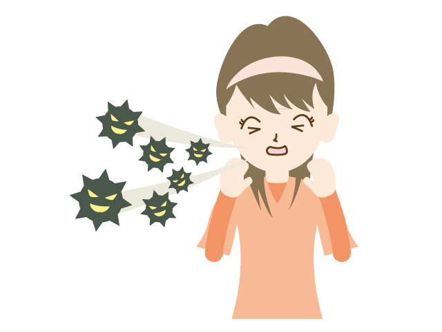 くしゃみ | ウィルスをとばす | 女性 - 医療/病院/人物/写真/クリップアート/フリー素材/介護/福祉