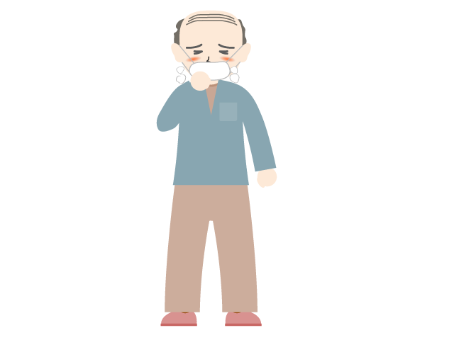 咳き込む | おじいさん | マスク | 熱がある - 医療/病院/人物/写真/クリップアート/フリー素材/介護/福祉