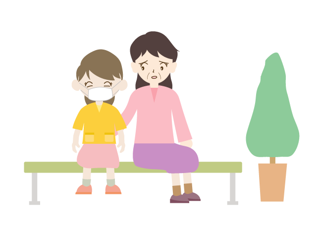 病院の待合室 | 女の子 | 熱でしんどい - 医療/病院/人物/写真/クリップアート/フリー素材/介護/福祉