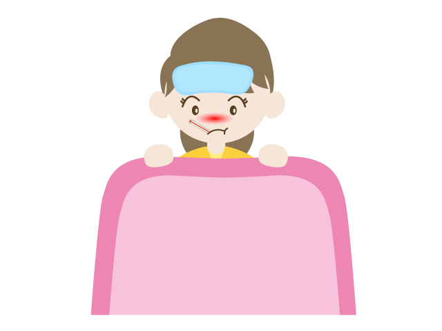 熱を測る | 女の子 | 風邪で休む - 医療/病院/人物/写真/クリップアート/フリー素材/介護/福祉