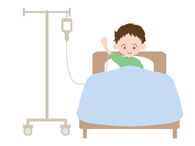 入院 | 男の子 | ベッド | 点滴 - 医療/病院/人物/写真/クリップアート/フリー素材/介護/福祉