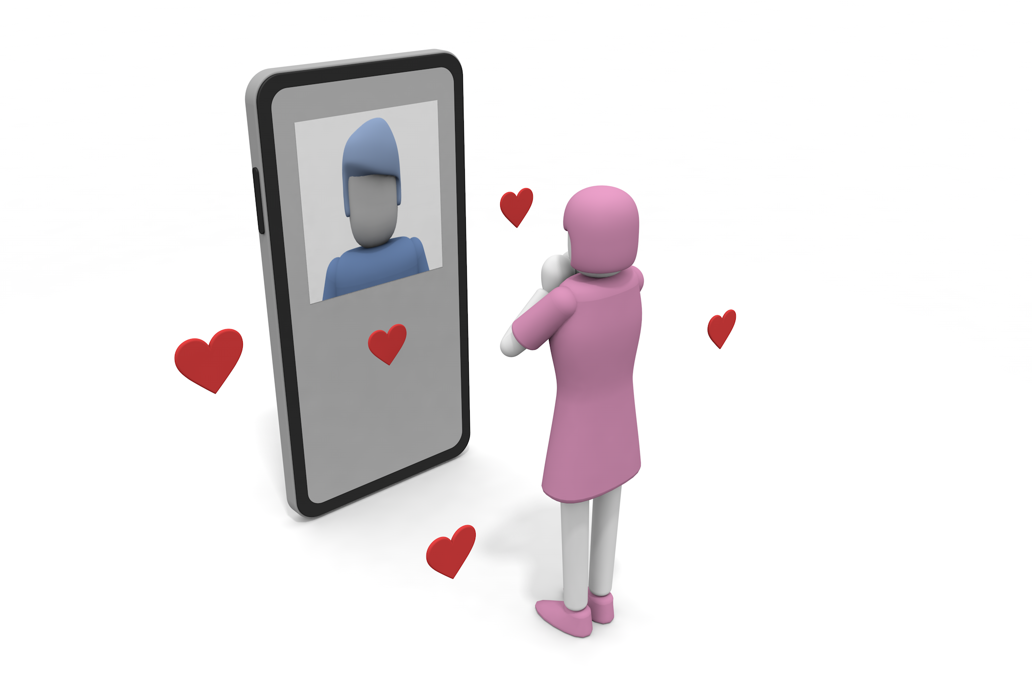 スマホに表示される男性の顔。 - フリーで使えるイラスト。メンバー登録なし。サイズ：2,100×1,400