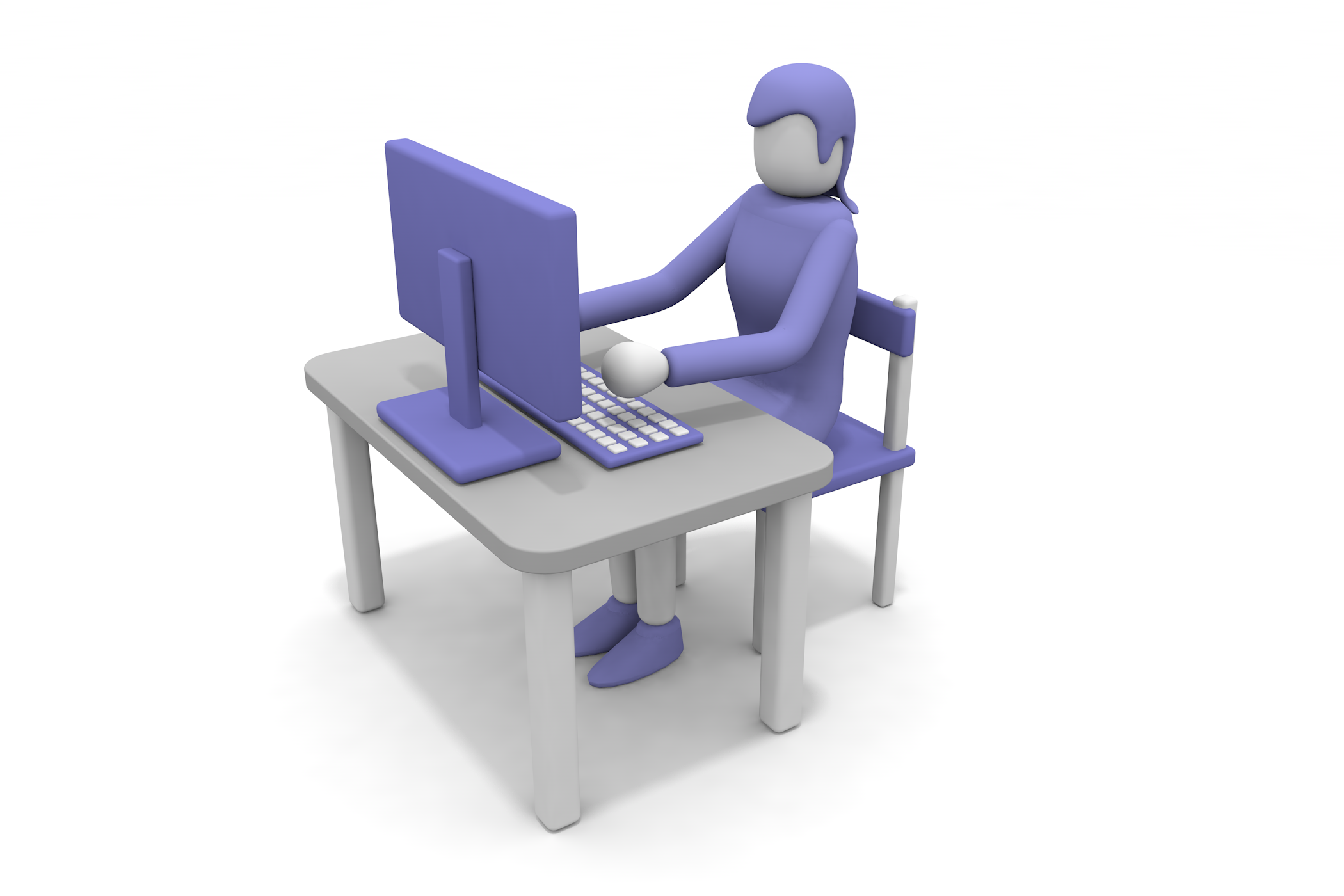 1人で仕事をする女性。 - フリーで使えるイラスト。メンバー登録なし。サイズ：2,100×1,400