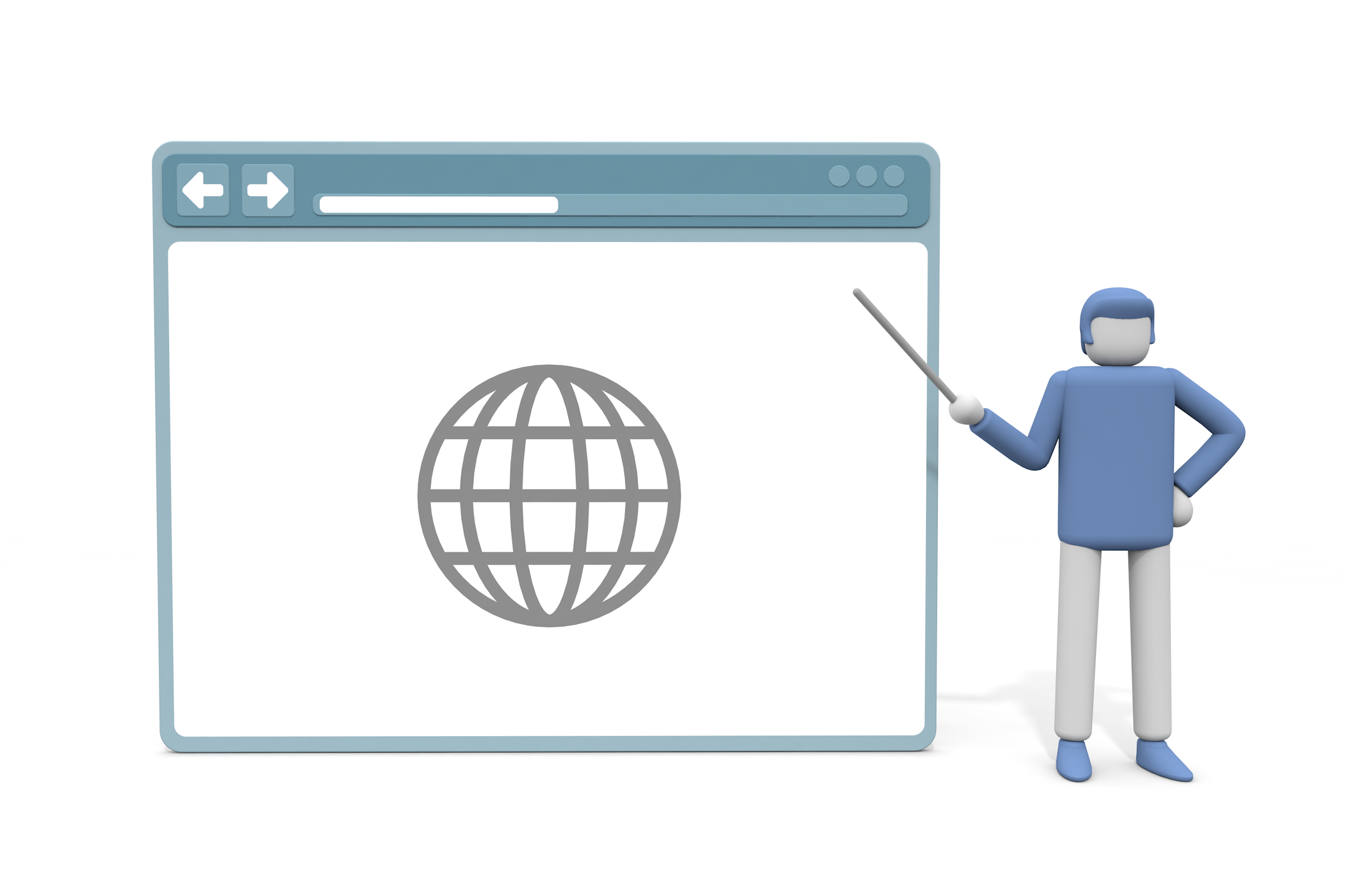 ブラウザを使ってプレゼンする人物。 - フリーで使えるイラスト。メンバー登録なし。サイズ：2,100×1,400