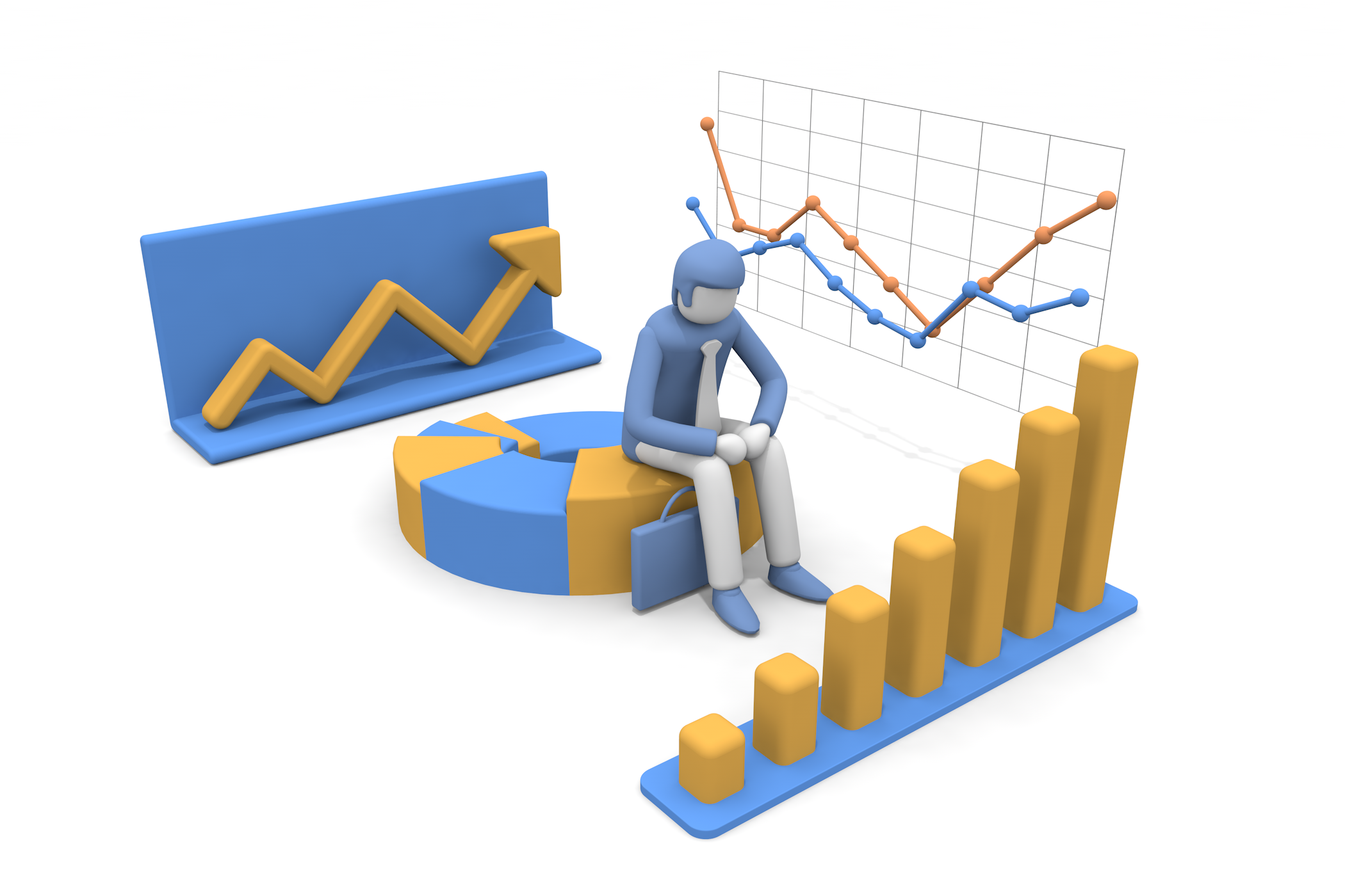 株の暴落で落胆する男性。 - フリーで使えるイラスト。メンバー登録なし。サイズ：2,100×1,400